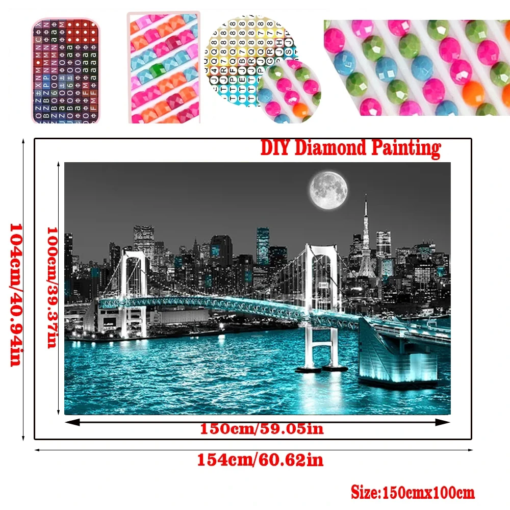 DIY Large size 150x100cm New York Urban Skyline Landscape Diamond Painting Abstract Building Embroidery Picture For Room Decor