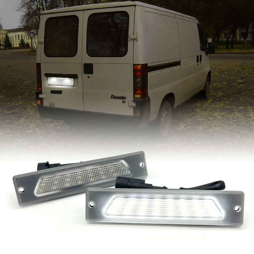 White LED License Plate Lights For Fiat Ducato Peugeot Boxer Citroen Jumper Box/Bus 1994 1995 1996 1997-2002