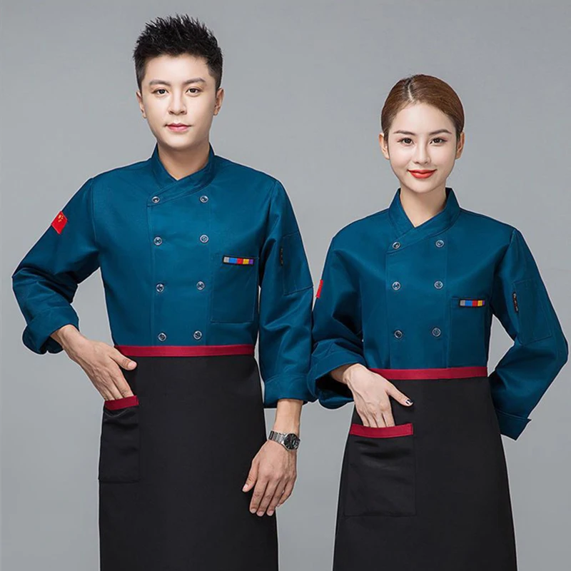 เชฟร้านอาหาร Kitchen แจ็คเก็ตโรงแรม Cook เสื้อผ้า Catering Services Overalls Tea House ผู้ชาย Waiter แขนยาว