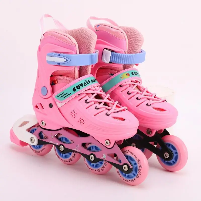 Four Wheels Children Roller Skates Fashion PU Leather Girls And Boys Shoes Casual Sports Adjustable Kids Sneakers Size S-M-L