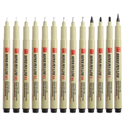 Pigma Micron Pen Set Pigment Liner Needle Soft Brush Drawing Pen lot 003 005 01 02 03 04 05 08 1 2 3 Art Markers Sketching Pen