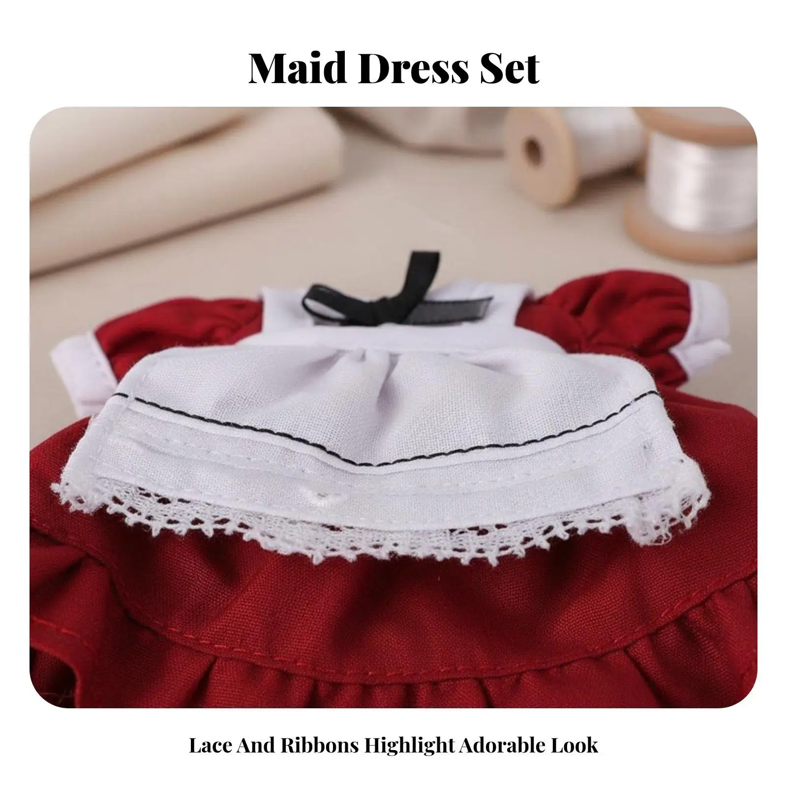 Bjd Doll Dress Puff Sleeve Maid Costume for OB11 1 12 Scale Ball Jointed Dolls Clothes for Collectors