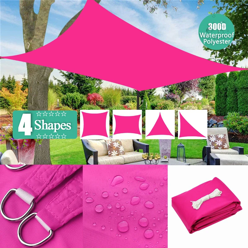 

Rose Red 300D Waterproof Sun Shade Sail Triangle Square Rectangle Garden Terrace Canopy Swimming Shade Camping Yard Awning