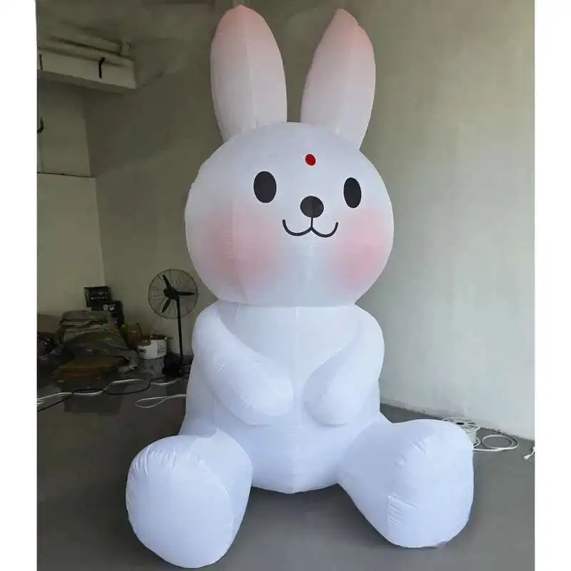 Rabbit Air Blow Giant Iatable Cartoon Bunny Easter Decoration Animal Mascot Balloon With Blower Event Advertising Cheap