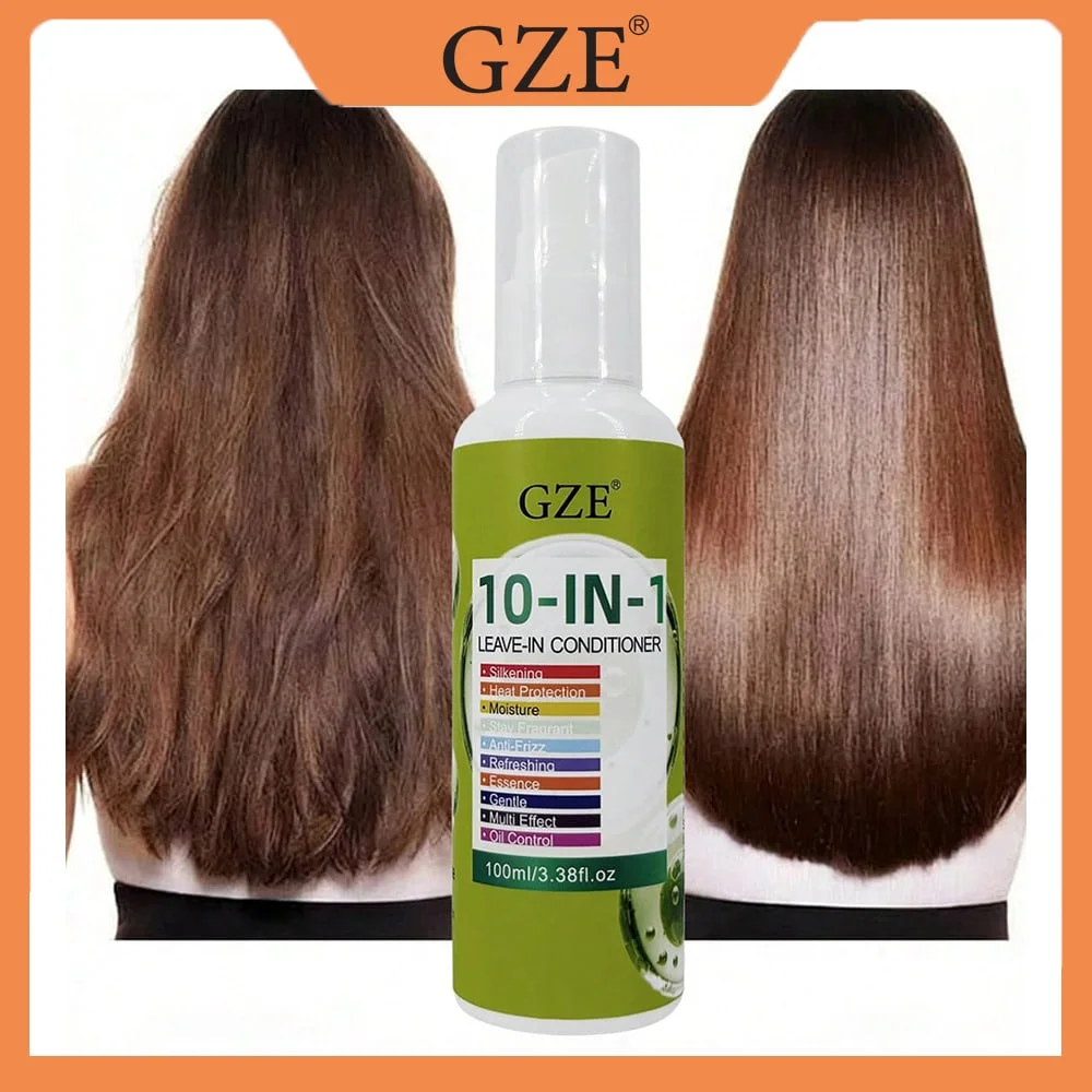 GZE 10-IN-1 Leave-In Conditioner Silkening Heat Protection Moisturizing Stay Fragrant Anti-Frizz Gentle Multi Effect Oil Control
