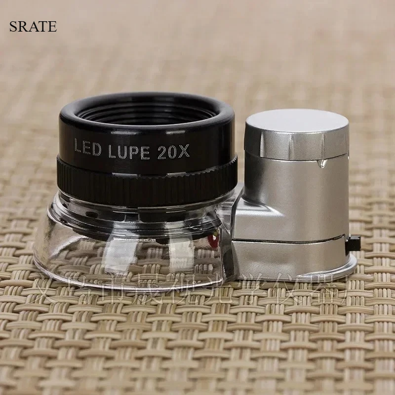 

Portable Pocket Cylindrical Lighted Magnifier Optical Glass Lens Jewelry Identifying Magnifying Glass Loupe With 6 LED Light