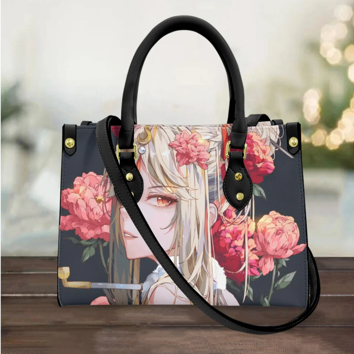 FORUDESIGNS Fashion Female Handbags Shoulder Strap Shopper Bags  Anime Genshin Impact Leather Luxury Bags High Street Elegant