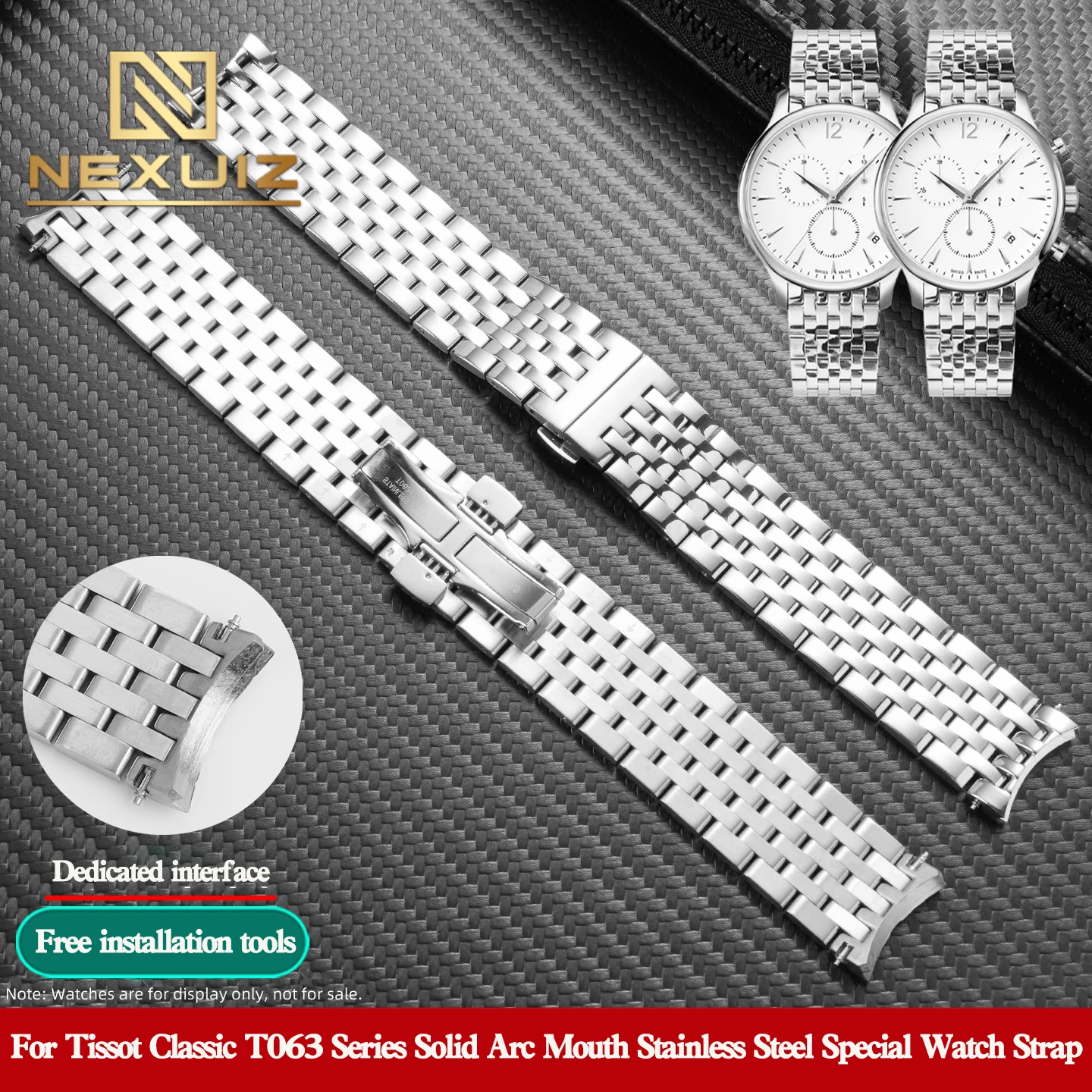 For Tissot 1853 T-SPORTS T063 Stainless Steel Watch Strap T063617 T063610A t063617A Arc-Shaped Interface Men's Steel Chain 20mm