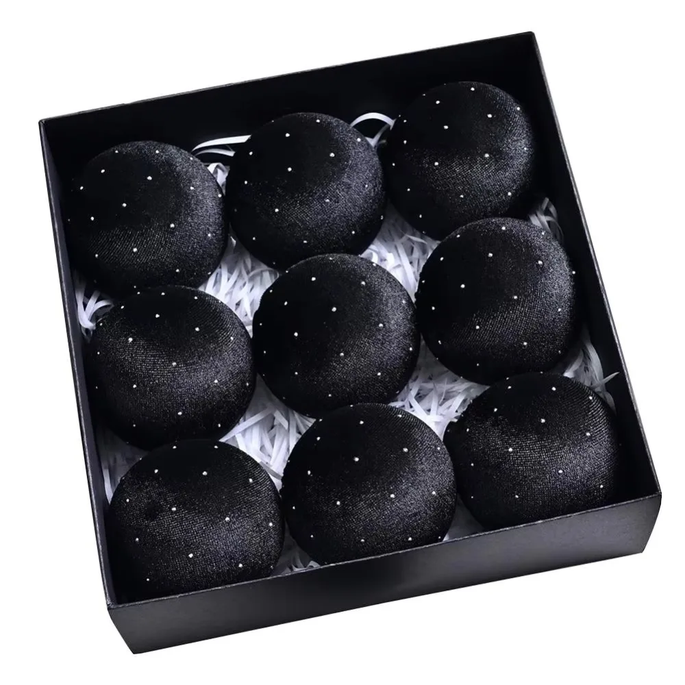 

9pcs/set 8cm Christmas Ball Ornaments Flocking Glitter Christmas Spheres Plastic Shatterproof Velvet Christmas Balls
