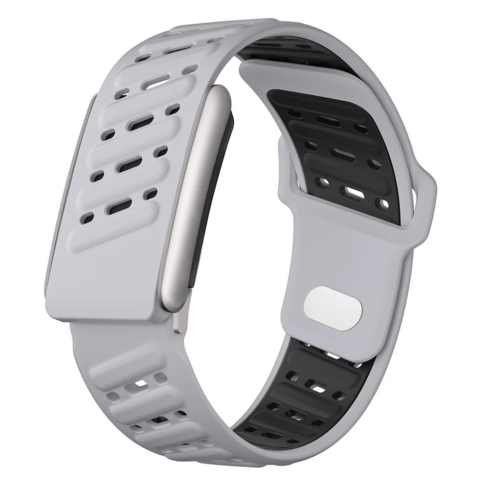 

For WHOOP 5.0 Replacement Strap Dual Color Design Breathable Silicone Watch Band - Light Grey / Black