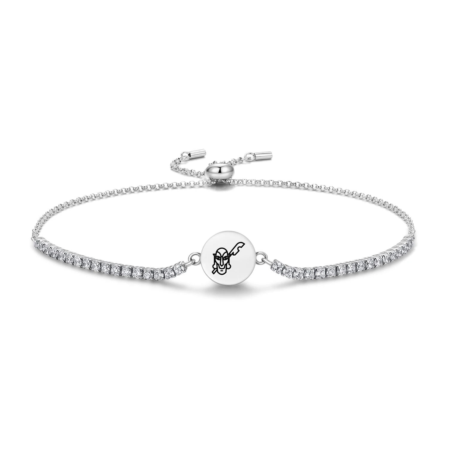 

Easter Island Rapa Nui Uoke Bracelet 925 Sterling Silver Symbol Adjustable Tennis Zircon Chain for Women Jewelry Popular