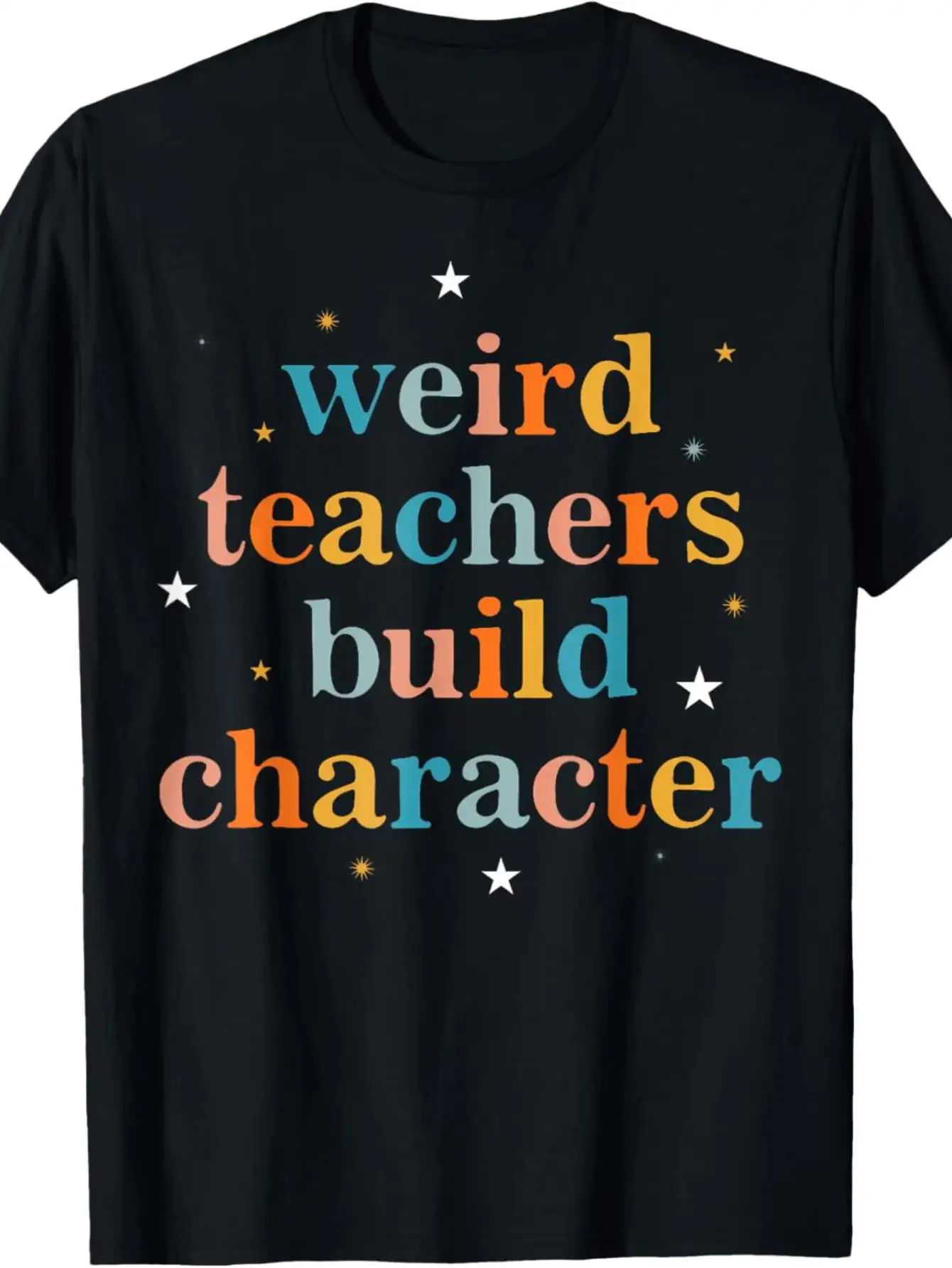 

Men's Retro Oversized T-Shirt - Teacher-Themed Vertical "Weird Character" Print (Teacher Appreciation Gift