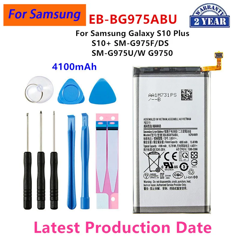 

Brand New EB-BG975ABU 4100mAh Battery For Samsung Galaxy S10 Plus S10+ SM-G975F/DS SM-G975U/W G9750 Mobile Phone +Tools