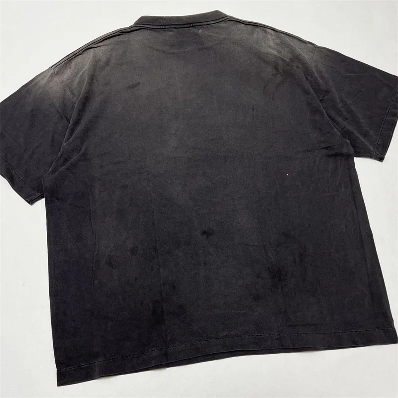 SAINT Mxxxxxx Black Washed T-Shirts Men Women 1:1 Best Quality Pure Cotton Vintage T-Shirts