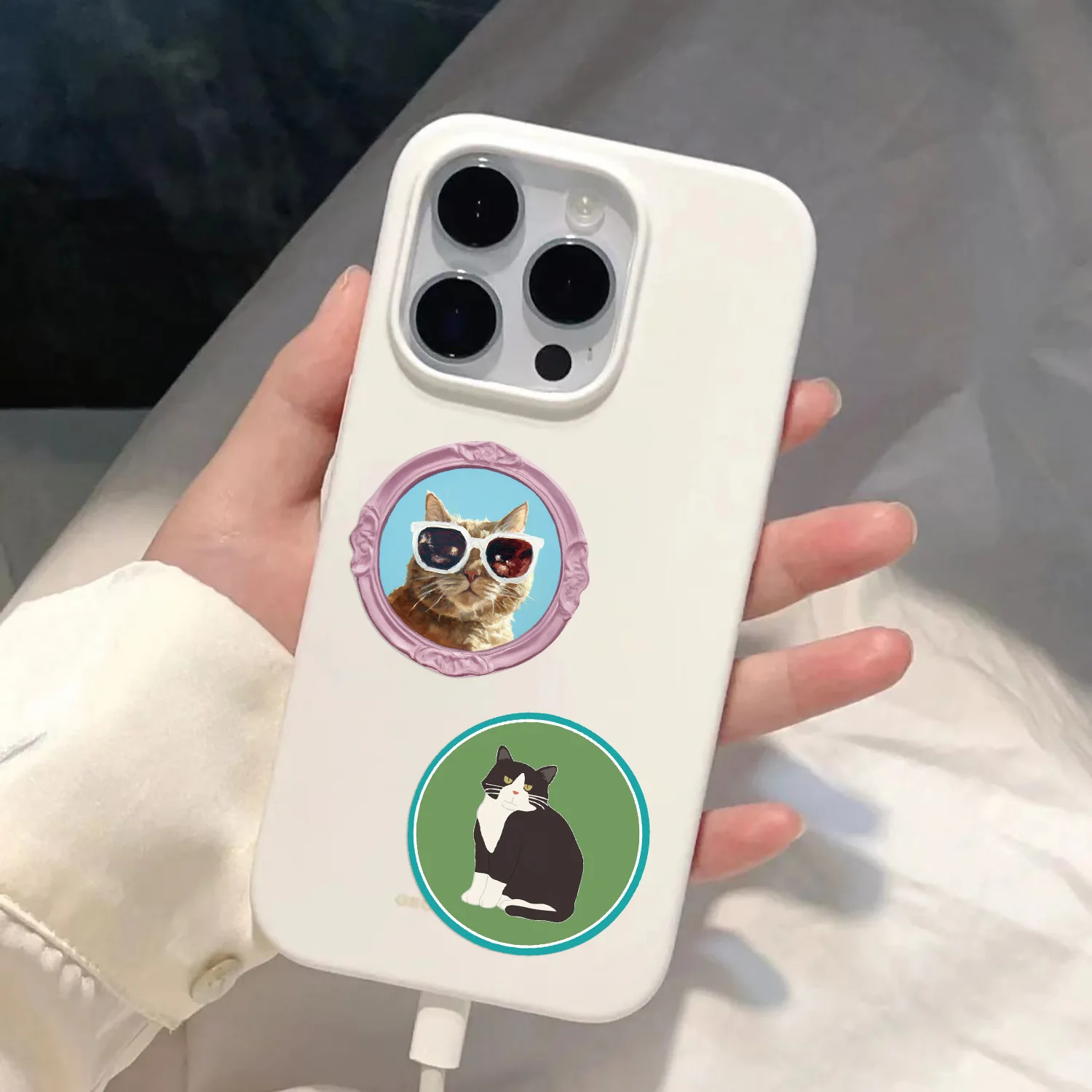 50Pcs Cute Cat Decoration Fun Graffiti Stickers DIY Phone Case Notebook Scrapbook Phone Cat Picture Frame Stickers