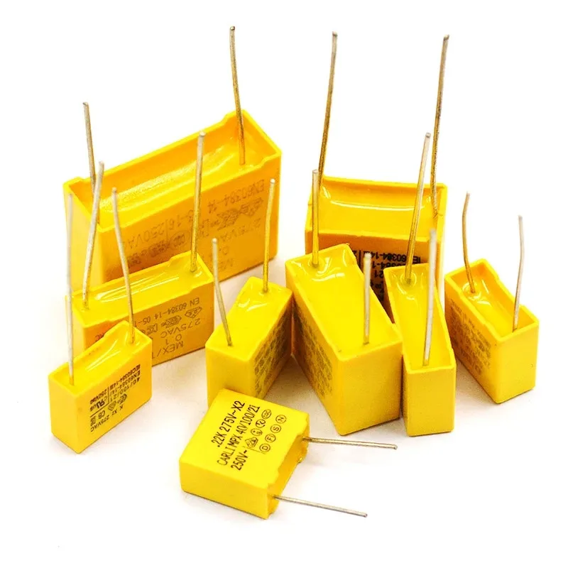 Condensador de seguridad de 5 piezas X2, 27,5mm, 275VAC, 275V, 1uF, 1,2 uF, 1,5 uF, 2uF, 2,2 uF, 3,3 uF