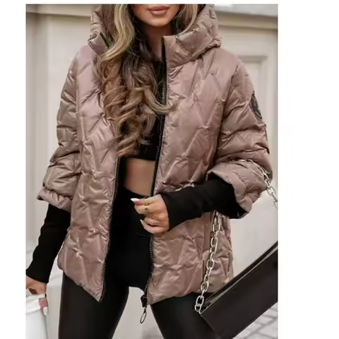 Winter Warm High Collar Long Sleeve Patchwork Cotton Jacket Hooded Coat Abrigos De Mujer Manteaux Hiver Femme Chaqueta Acolchada