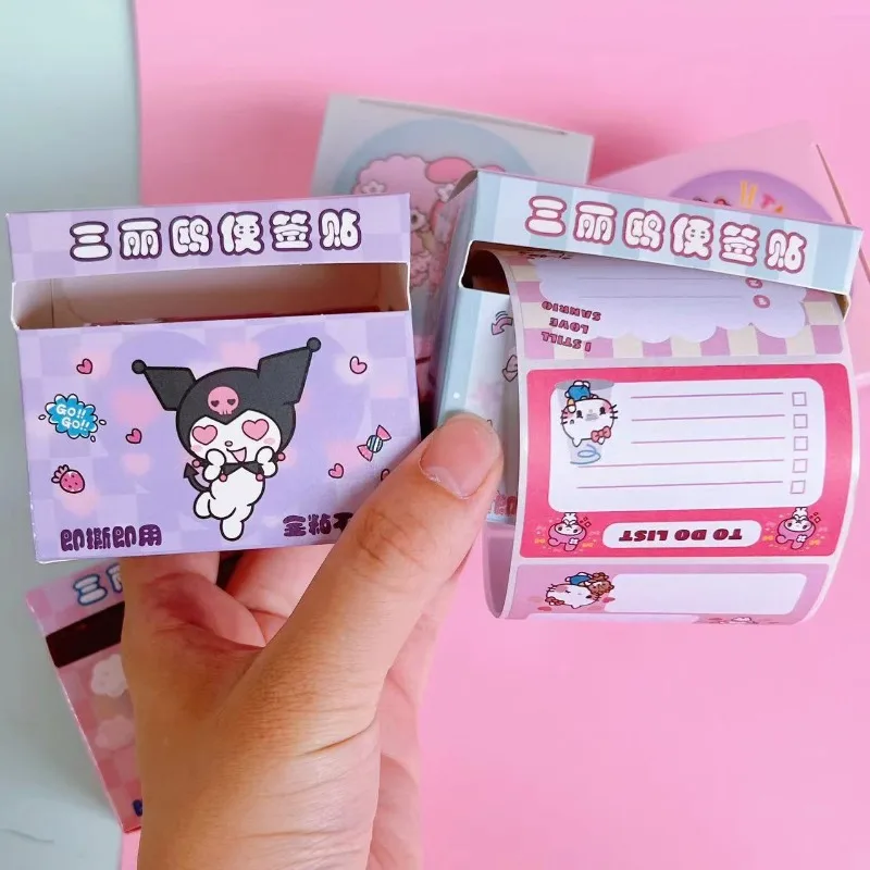 Cute anime Sanrio pull out sticky notes kawaii Hellokitty Cinnamoroll Kuromi My melody student note stickers tear off note paper