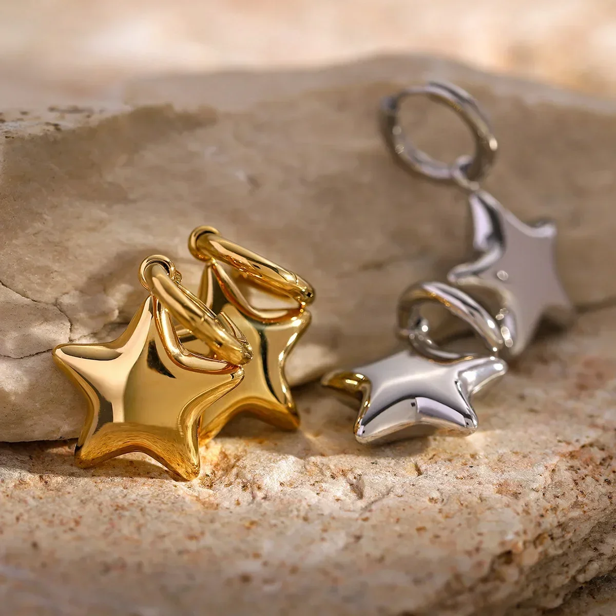 DREJEW Geometric Star Earrings for Women 2025 New Korean Men\'s Hoop Earring  luxury designer Jewelry Wedding Gifts