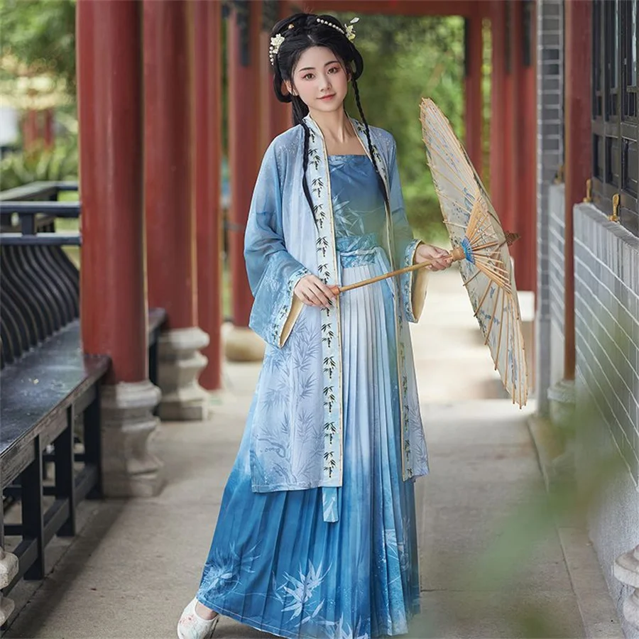 

2026 new Ancient Song Dynasty Hanfu Dress Spring Summer 3pcs Green Sets Hanfu Women Chinese Traditional Cosplay Costume