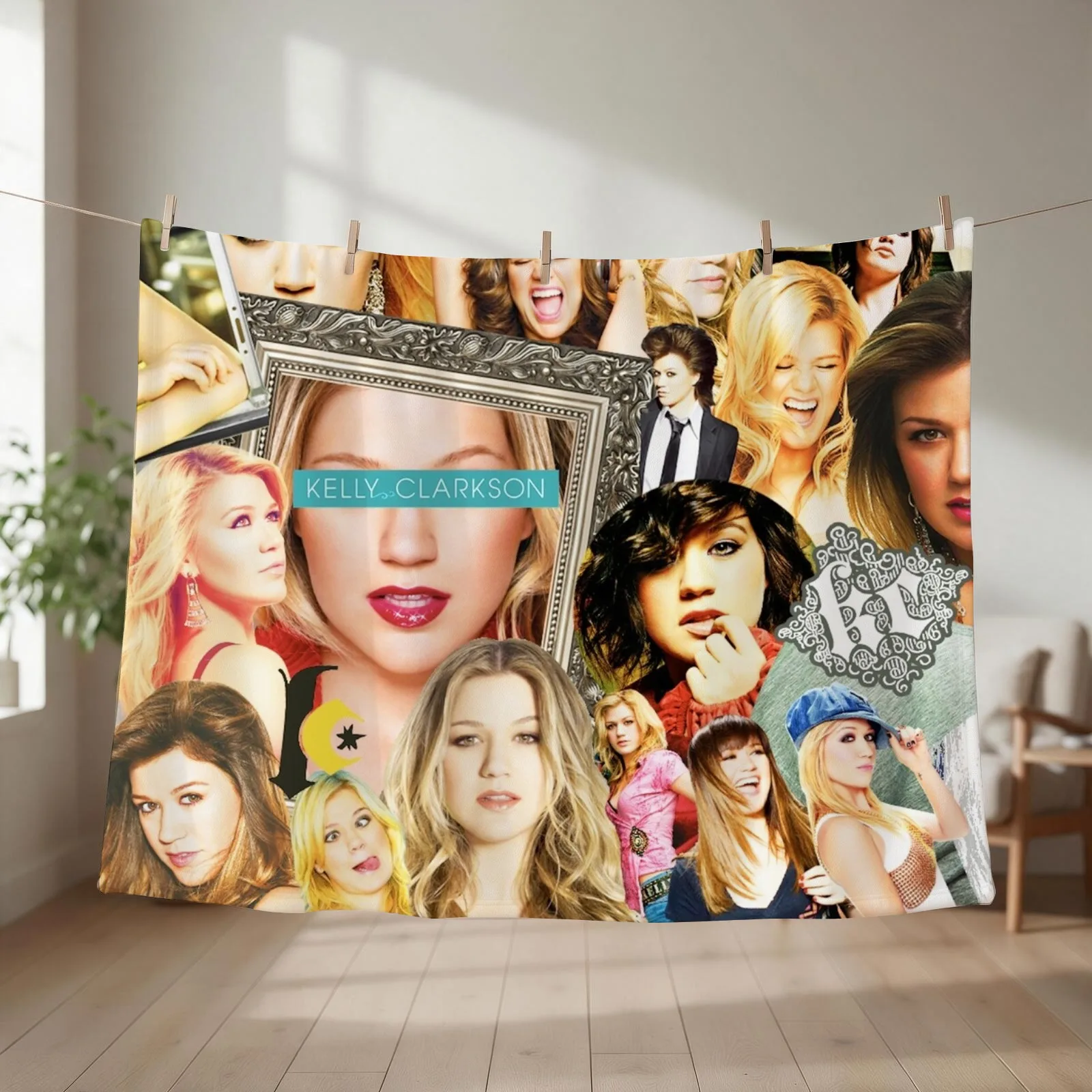 kelly clarkson collage Throw Blanket For Sofa Thin Designers Decorative Sofa Tourist Blankets