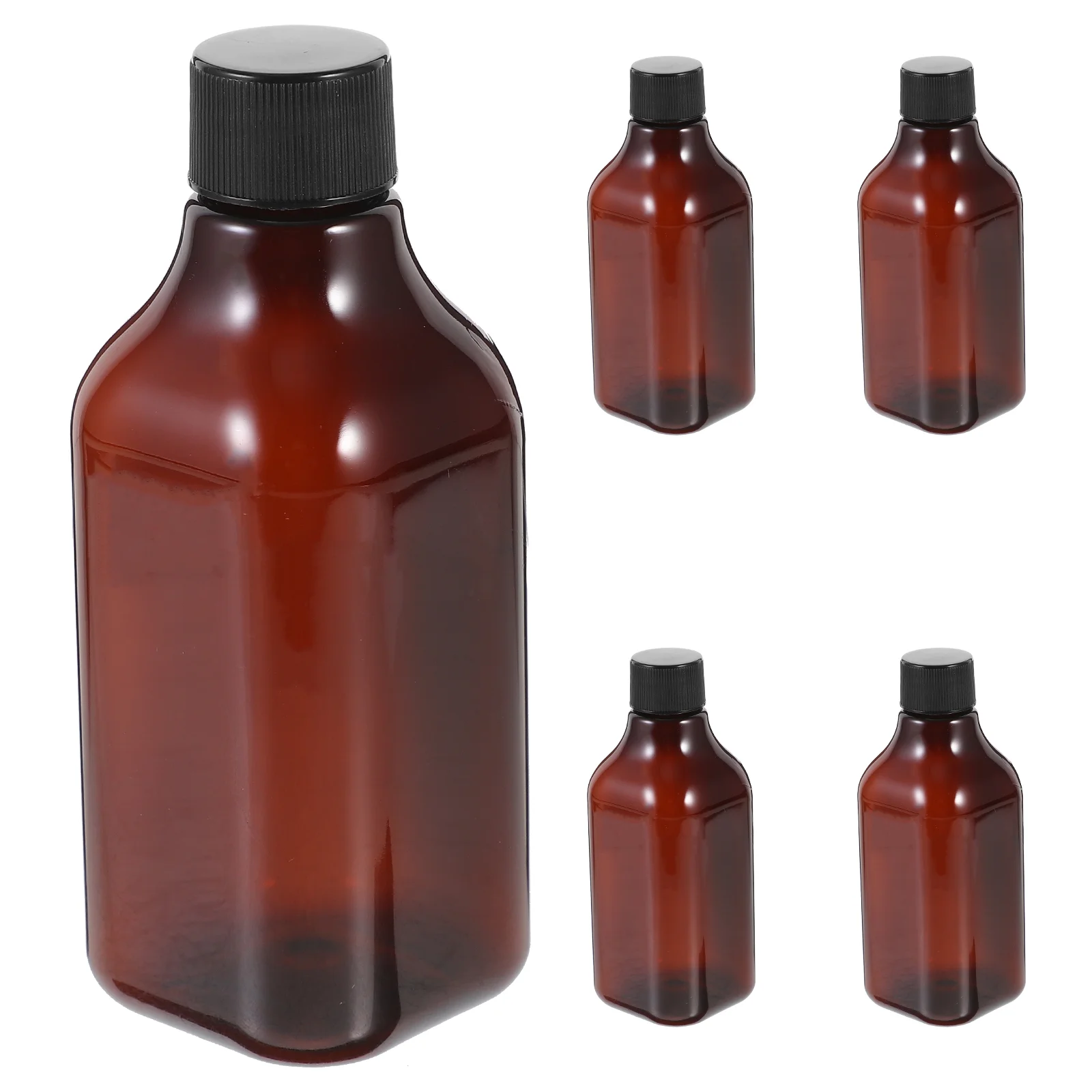 

5 Pcs Long Neck Square Bottle Empty Bottles Travel Size Containers Shampoo Pp and Conditioner