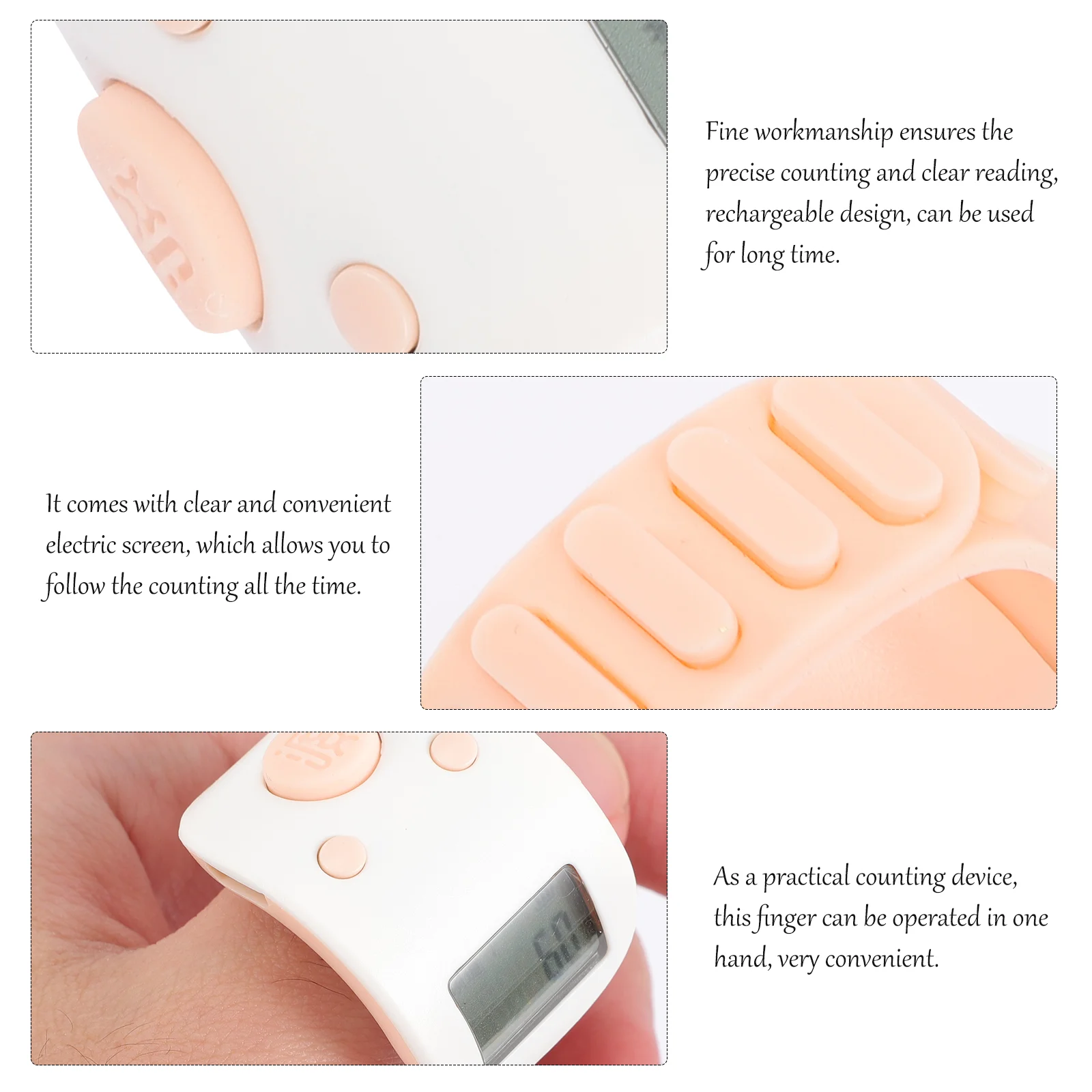 Chanting Counter Elektronische Vinger Siliconen Clicker voor Digitale Display Handleiding Roze Stille Tally