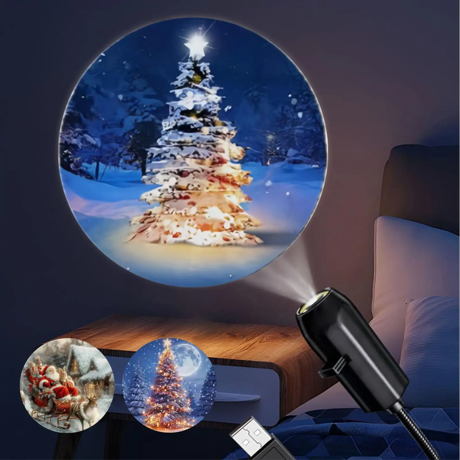 Christmas LED Projektor 3 Patterns LED USB Rechargeable Christmas Party Decorations For Birthday Party Yard Offices