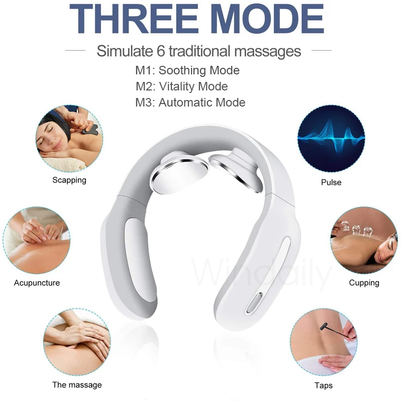 Smart Neck Massager with Hot Wireless 3 Mode 15 Level Smart Electric Pulse Rechargeable Neck Massager for Muscle Relaxation