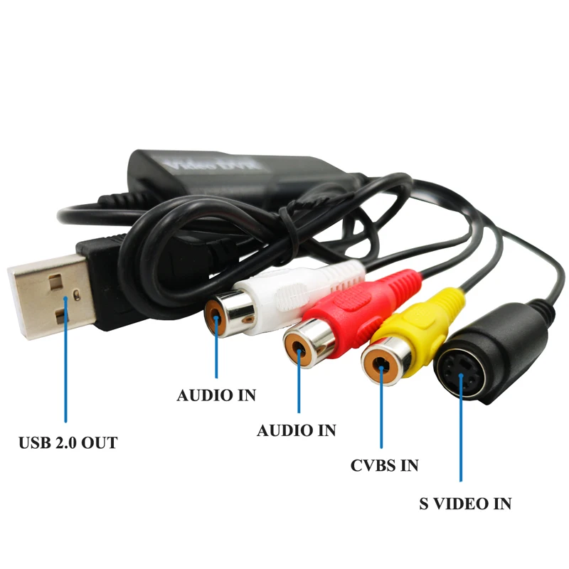 Imagem -04 - Cartão de Captura de Áudio e Vídeo Vhs para Conversor Digital Fácil de Tampar Adaptador para Windows 10 xp Dvd Vhs Record Usb2.0