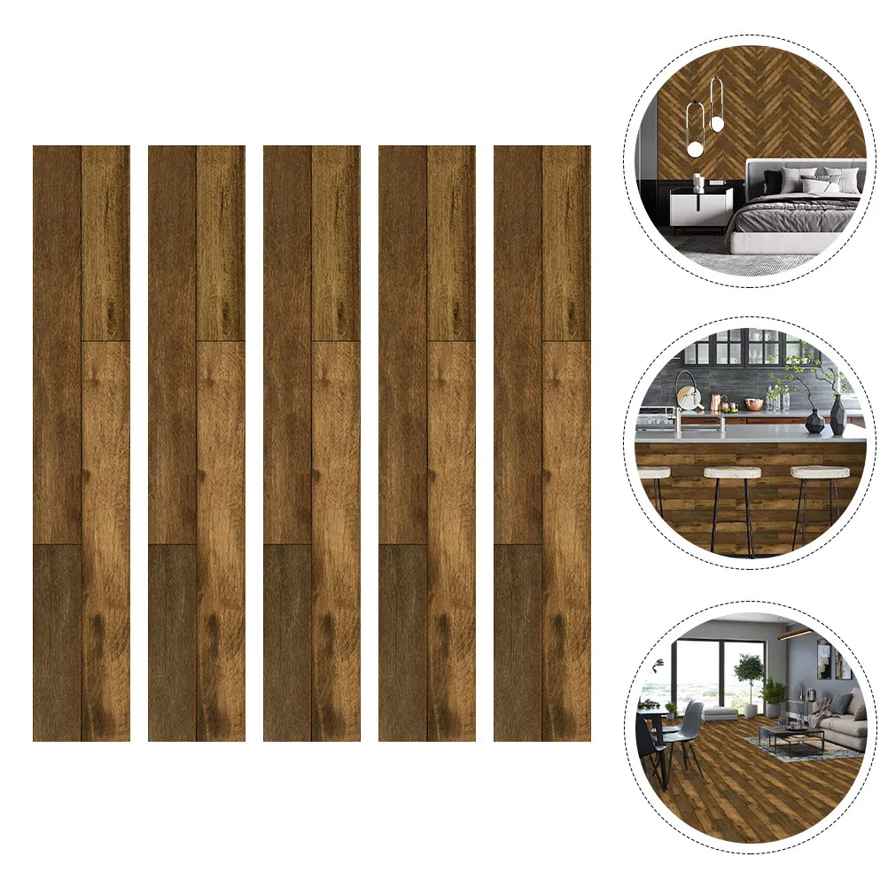 

5 шт. самоклеящихся напольных планок с текстурой дерева, виниловые напольные плитки, легко режутся, не оставляют следов, декоративное защитное покрытие для пола