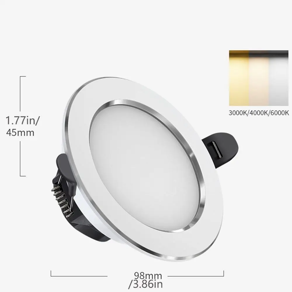 Small Recessed LED Downlight Spot Light Tricolor Dimmable Down Lights Energy Saving Anti Glare Ceiling Spot Lights Bedroom