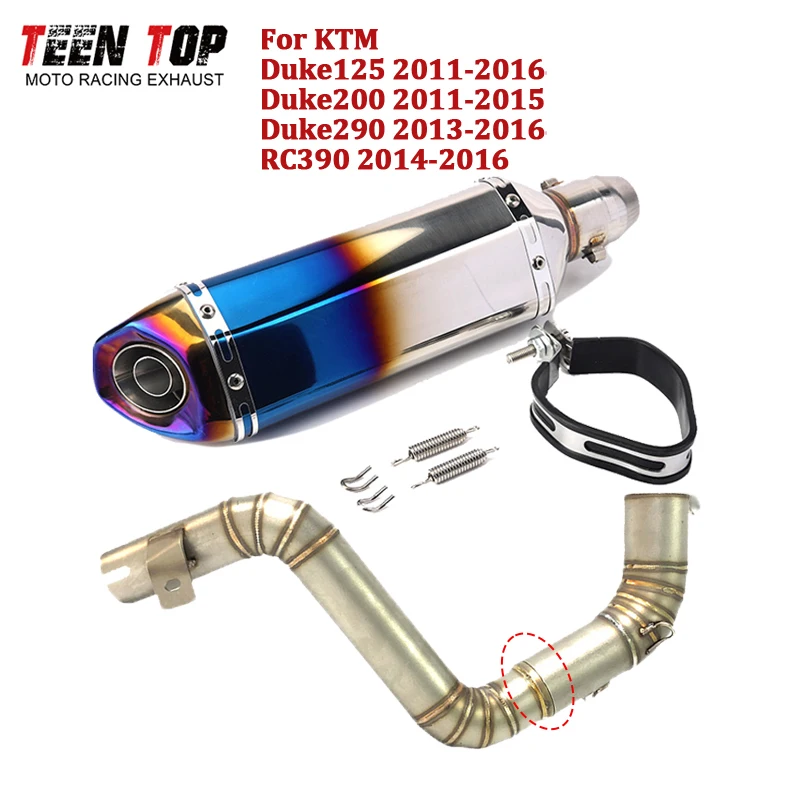 Duke290 Slip-on Exhaust For KTM Duke125 RC390 Exhasut Muffler Duke200 Exhaust Pipe 51mm Escape Moto Decat Pipe 370mm Silencieux
