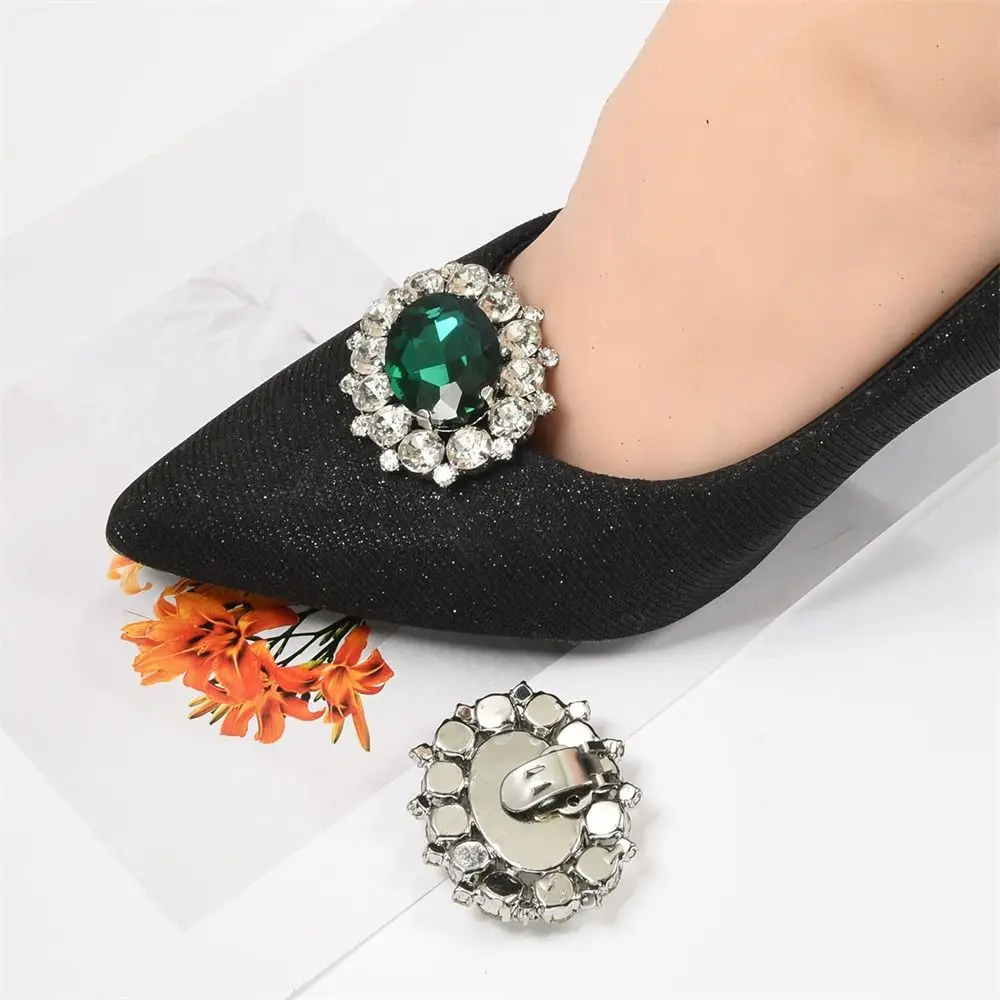 1pc Women Removable Metal Shoe Clips Wedding Bride Lady High Heel Charms Jewelry Rhinestones Crystal Shoes Decorations