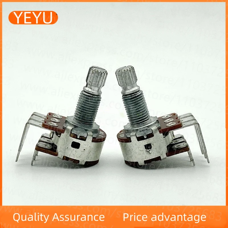 2PCS Type 16 Double A10K Bend Foot Power Amplifier Sound Box Volume Potentiometer 18mm Shaft Length 10mm Thread Length