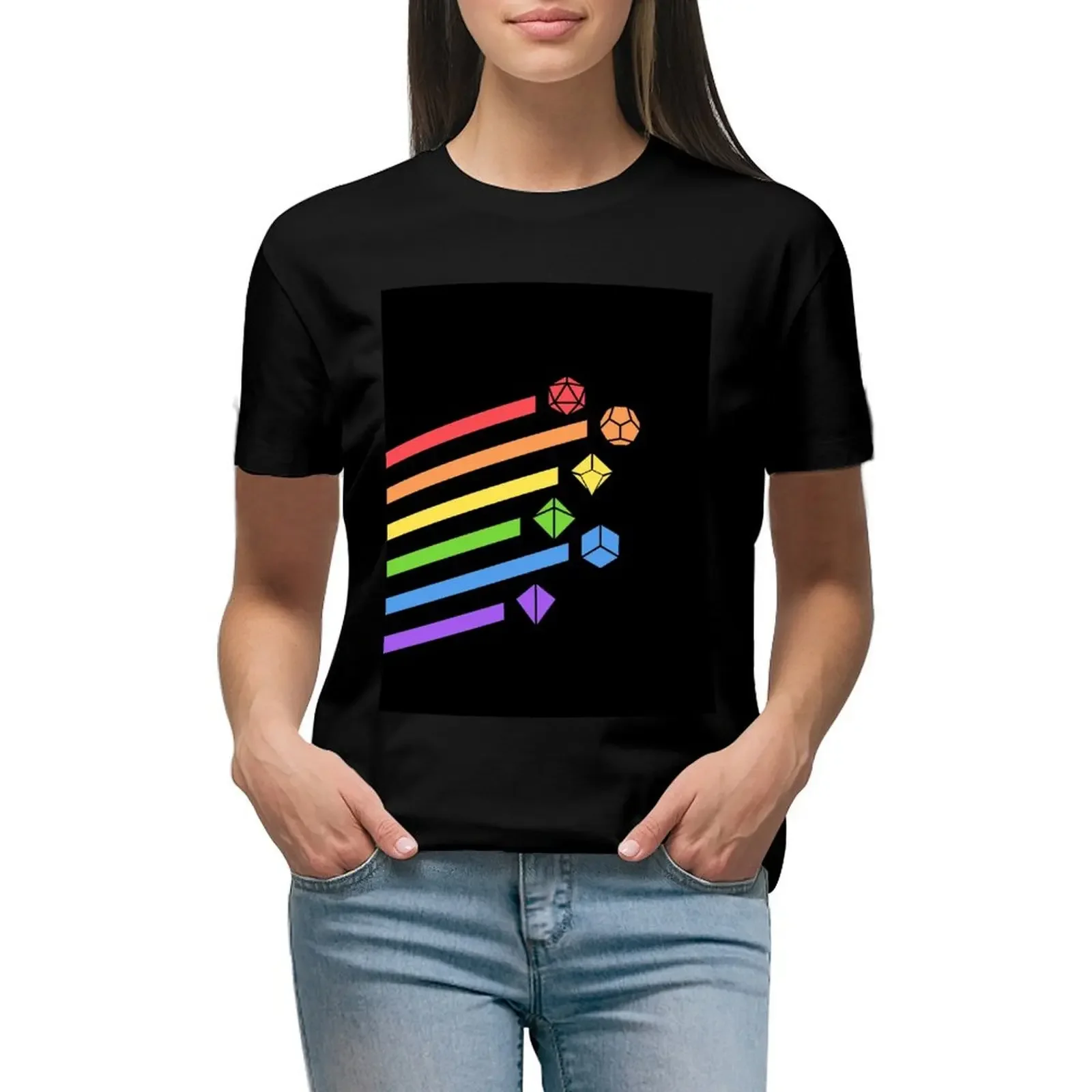 Rainbow Dice Set Tabletop RPG Gaming T-Shirt sublime Short sleeve tee tops t-shirt dress for Women sexy