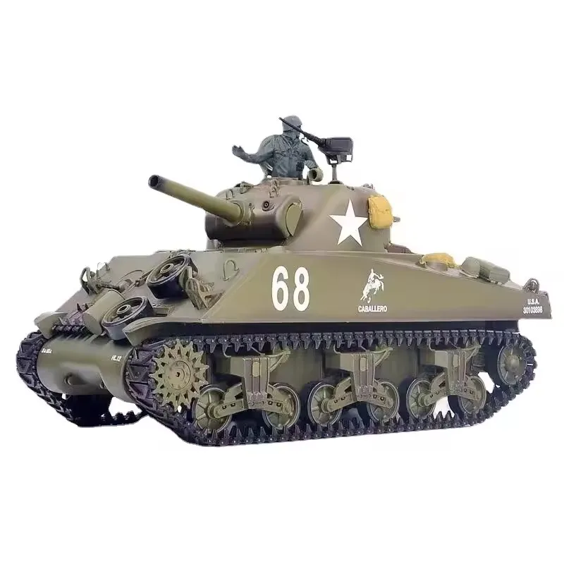 Henglong 3898 1/16 Scale RC Tank 7.0 Plastic Version M4A3 Sherman RTR 2.4G Remote Control Battle Tanks Model for Adult
