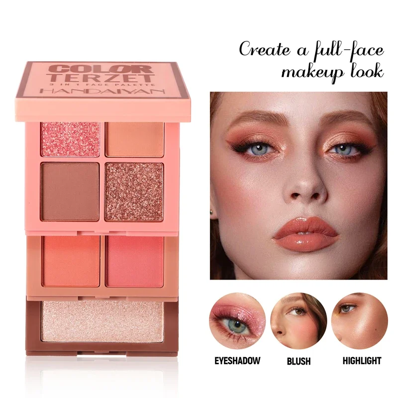 3 In 1 Matte Highlighter Blush Palette Blush Eyeshadow Face Cosmetics Makeup Palette Female Multifunctional Palette