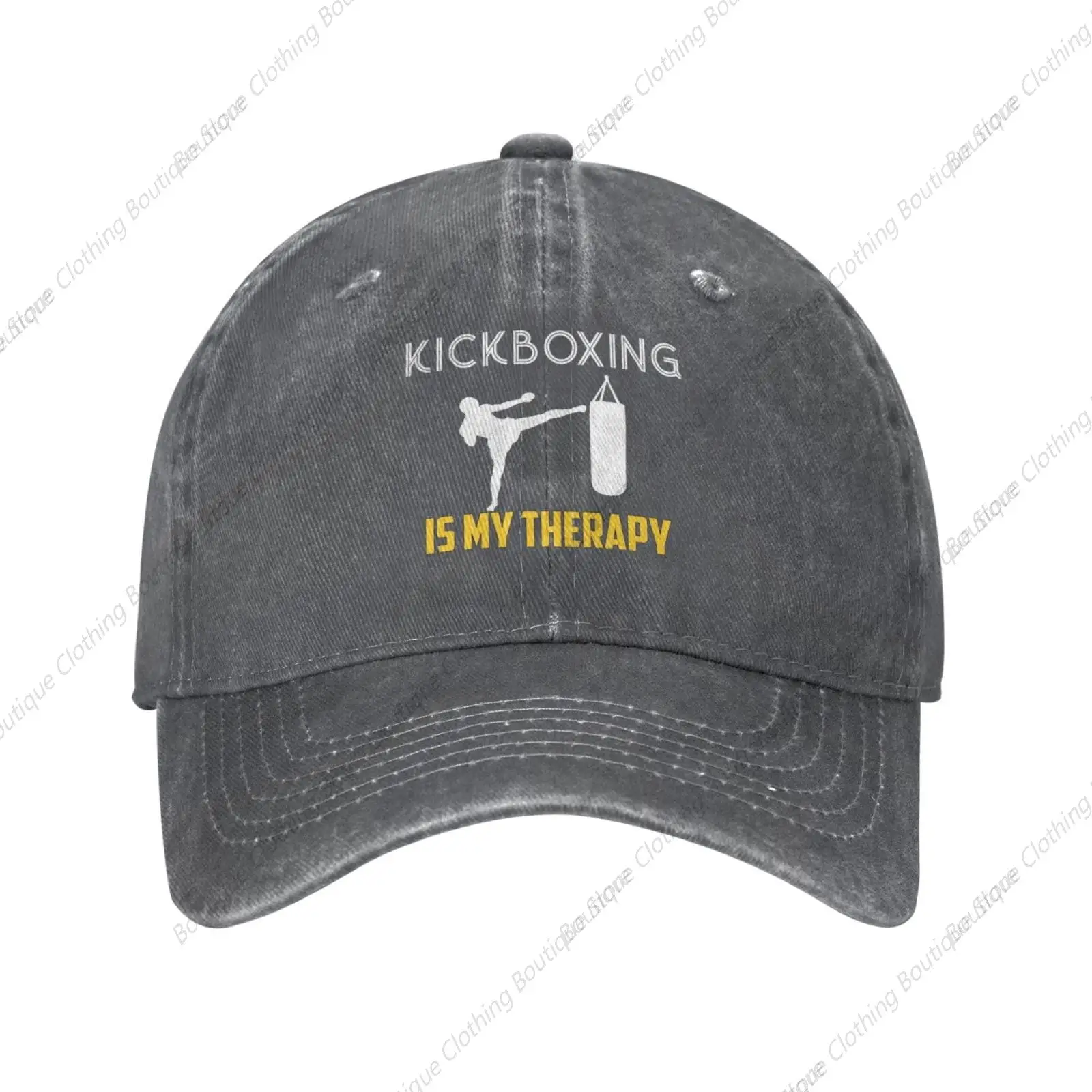 

Kickboxing is My Therapy Hat Casquette Denim Baseball Cap Unisex Men's Hat Women's Hat Deep Heather