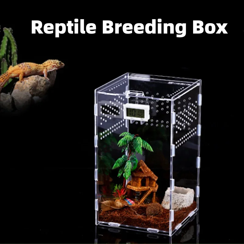 Reptile Habitat Breeding Box Acrylic Transparent Reptiles Cage Nano Arboreal Tarantula Enclosure Bearded Dragon Terrarium