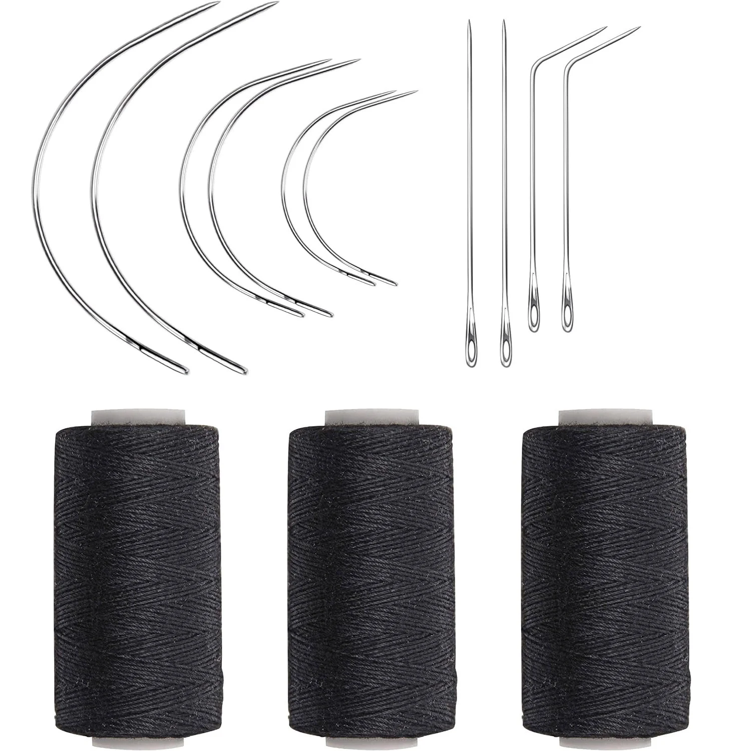 

3 Rolls Hair Weaving Threads with 10 Pieces Sewing Needle Weaving Threads for Making Wigs Hand Sewing Hair Weft DIY