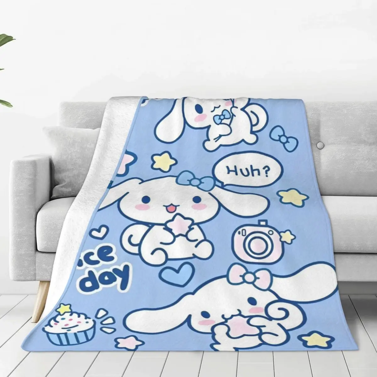 

Kawaii Cinnamoroll Nice Day Blanket Cover Fleece Cute Cartoon Super Warm Throw Blankets for Airplane Travel Bed Rug