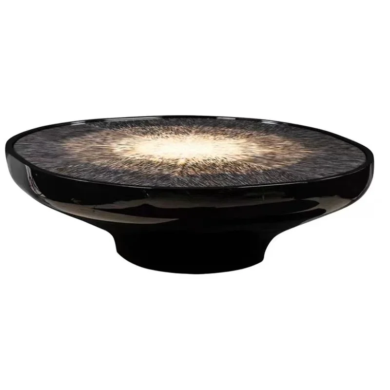 

Italian light luxury fiberglass special-shaped painted coffee table designer living room model room reception negotiation table