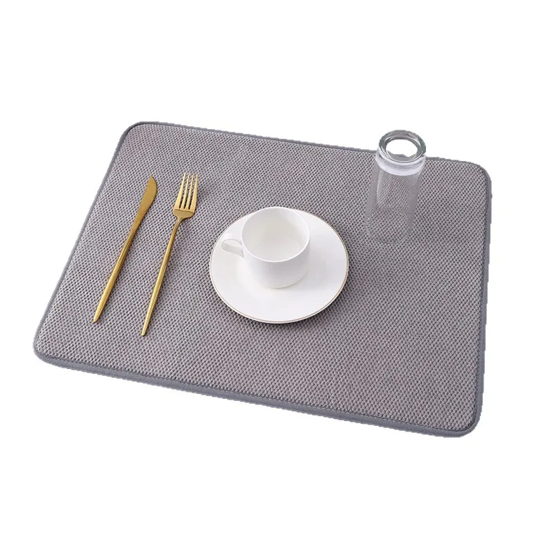 

Quick Dry Super Absorbent Dish Mats Pads for Tableware Kitchen Home Dinning Table Placemats Bowls Cups Plates Rectangle Cushions