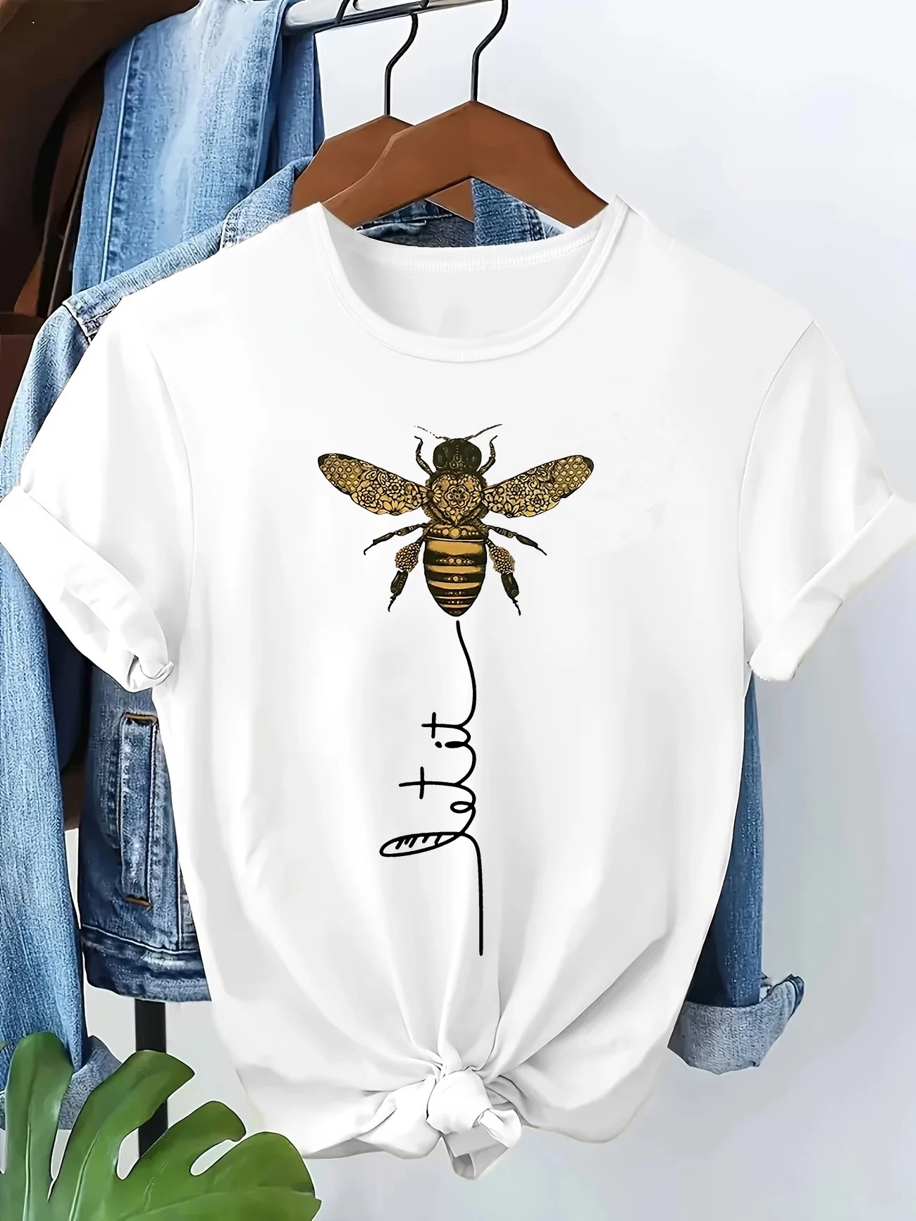 Gothic Funny Bee Animal Pattern Print T-shirt Vintage Women's Casual Graphic Short Sleeve T Shirt Clothing Top Tee