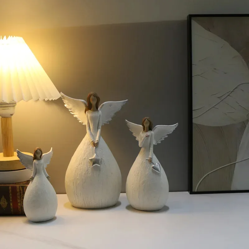 Blessing Angel Figurine Resin Sculpture, Durable Decorative Statue for Christmas Wedding Home Decor, Shelf Ornament Gift