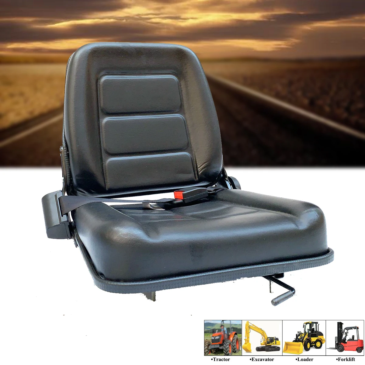 Asiento de carretilla elevadora, asiento de Tractor de cubo de repuesto Universal cómodo con cinturón de seguridad, ángulo de asiento trasero ajustable de 15 °