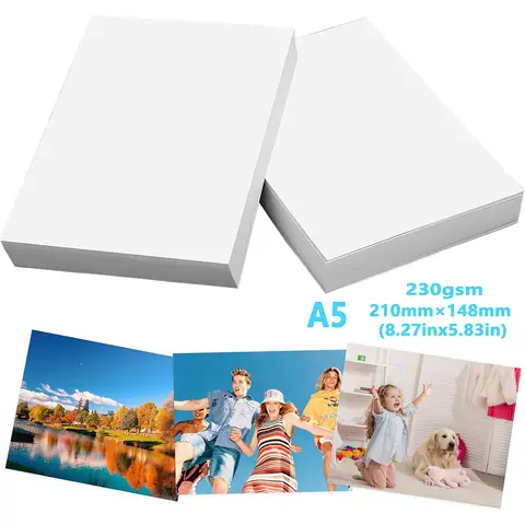 A5 Premium Glossy Photo Paper, Inkjet Picture Paper 5.83' X 8.27' 230gsm Printer Brochure Paper for Photos, Calendars, Office