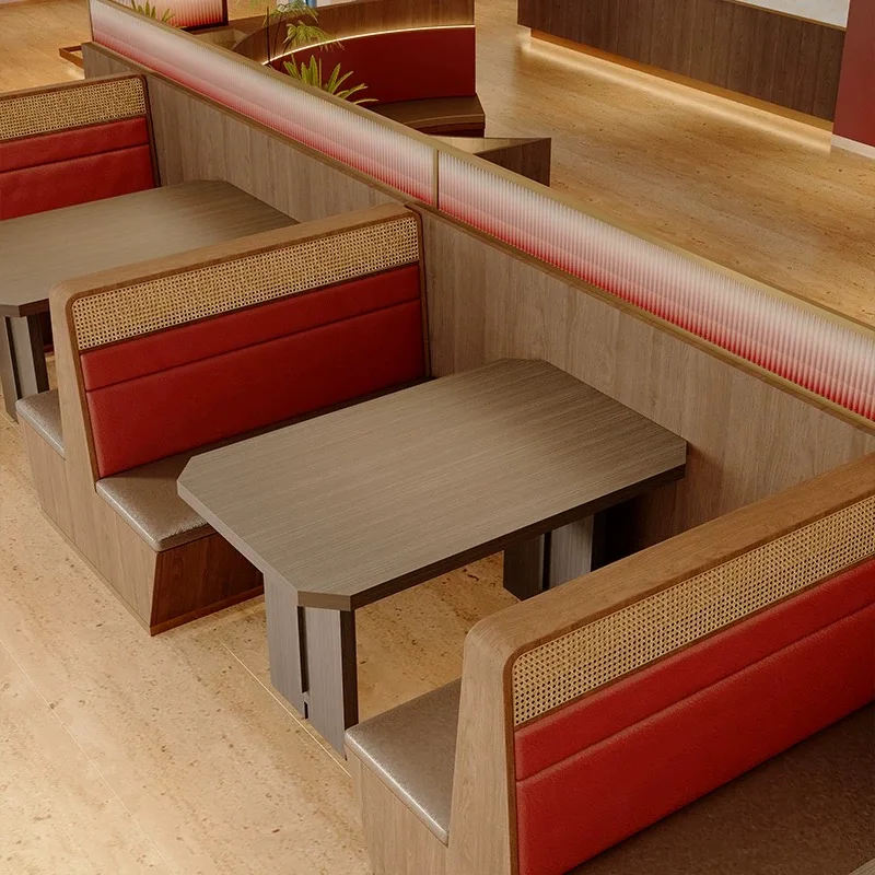 Commercial Customized Tables and Chairs Modern Restaurant Booth Seating Commercial Sofa Curved Booth Seating Furniture