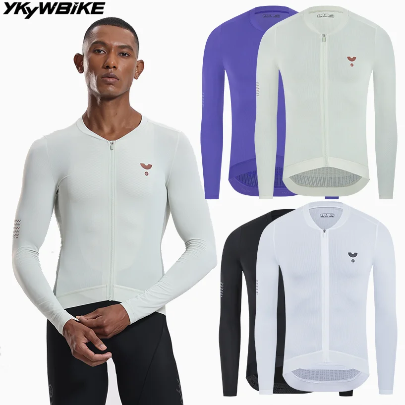 

YKYWBIKE 2025 MTB Мужская весенняя велосипедная майка Pro Team Велосипедная рубашка с длинным рукавом Дышащая шоссейная велосипедная майка Одежда для велоспорта